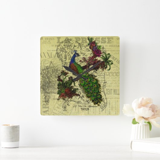  Peacock-wandklok Vierkante Klok (Huis)