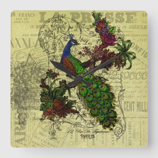  Peacock-wandklok Vierkante Klok (Voorkant)