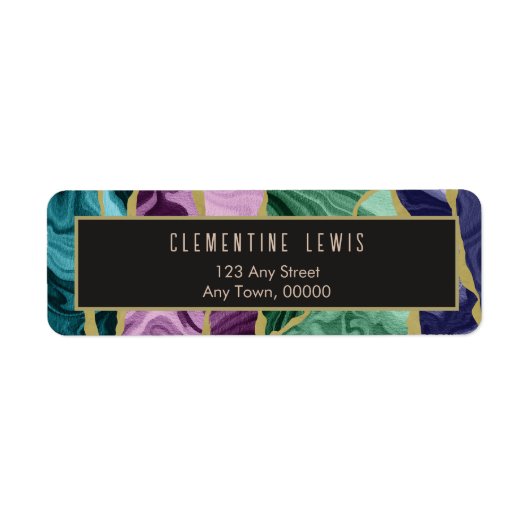 Peacock Watercolor Agaat Retour Address Label (Voorkant)