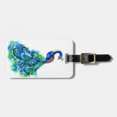 Peacock-Waterverf Bagagelabel (Voorkant horizontaal)