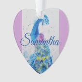 Peacock Waterverf Blue Girls kerstdecoratie Ornament (voorkant)