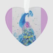 Peacock Waterverf Blue Girls kerstdecoratie Ornament (achterkant)