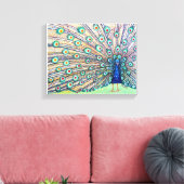Peacock Waterverf Canvas Print (Insitu (Woonkamer))