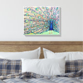 Peacock Waterverf Canvas Print (Insitu (Slaapkamer))