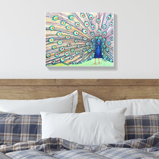 Peacock Waterverf Canvas Print (Insitu (Slaapkamer))