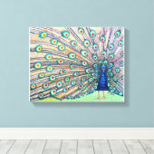 Peacock Waterverf Canvas Print (Insitu (Houten vloer))