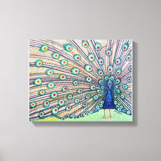 Peacock Waterverf Canvas Print (Voorkant)