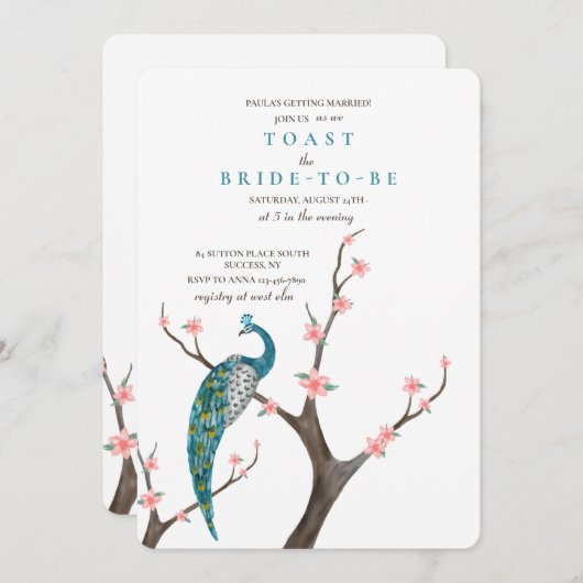 Peacock-Waterverf Kaart (Voorkant / Achterkant)