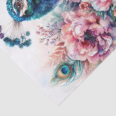 Peacock Waterverf Kleurrijke Bloemenkunst Tissuepapier (Detail)
