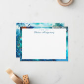 Peacock Waterverf schilderij kunst gepersonaliseer Notitiekaartje (Voorkant / Achterkant in situ)