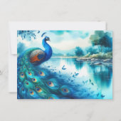 Peacock Waterverf schilderij kunst gepersonaliseer Notitiekaartje (Achterkant)