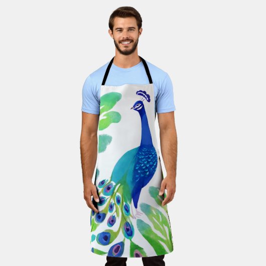 Peacock-Waterverf Schort (Gedragen)