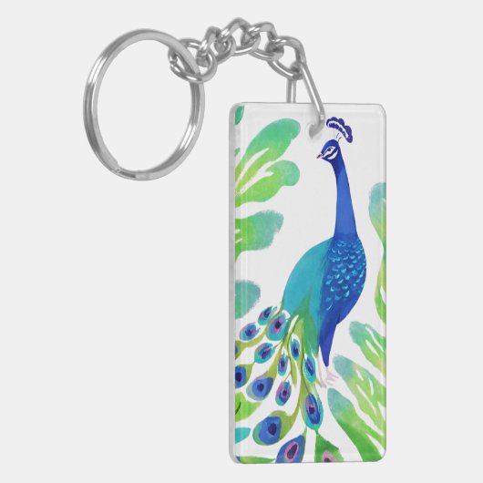 Peacock-Waterverf Sleutelhanger (Voorkant Links)