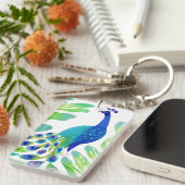 Peacock-Waterverf Sleutelhanger (Voorkant Rechts)