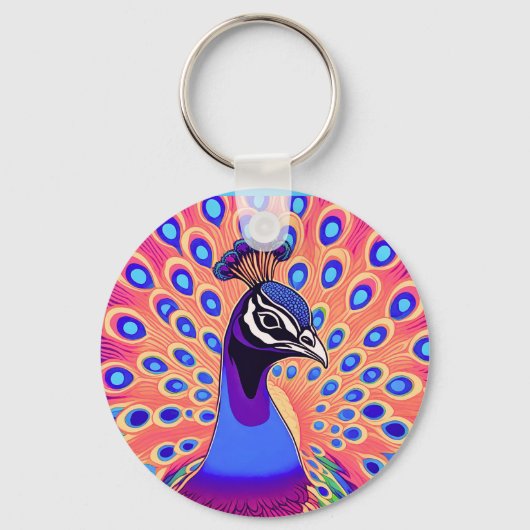 Peacock-Waterverf Sleutelhanger (Voorkant)