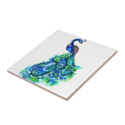 Peacock-Waterverf Tegeltje (Zijkant)