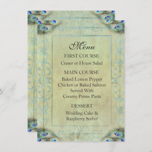 Peacock Weddenrenmenu Menu (Voorkant / Achterkant)