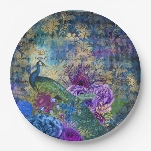 Peacock Weddenschap Papieren Borden Papieren Bordje (Voorkant)