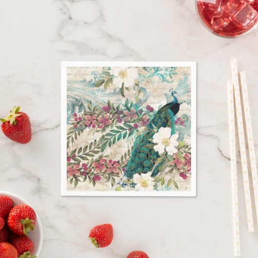 Peacock Weddenschappen Papier servetten (Insitu)