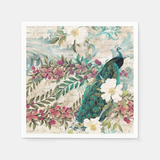 Peacock Weddenschappen Papier servetten (Voorkant)