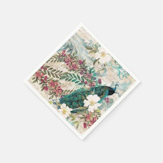 Peacock Weddenschappen Papier servetten (Hoek)