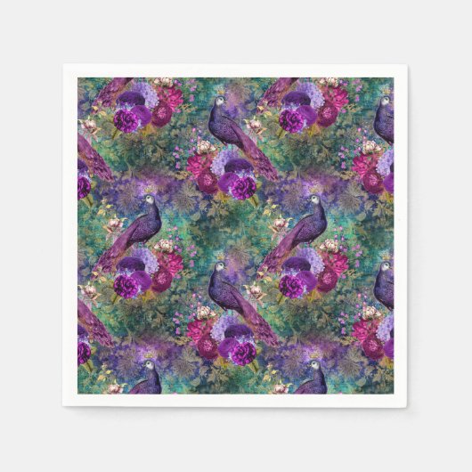 Peacock Weddenschappen Papier servetten (Voorkant)