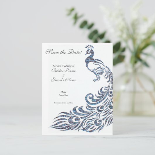 Peacock Wedding Aankondiging Briefkaart (Staand voorkant)
