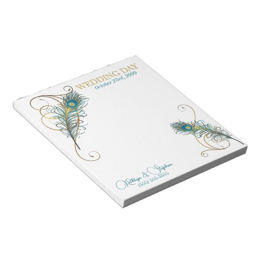 Peacock Wedding Custom Notes for Wedding Planner Notitieblok (Schuin)