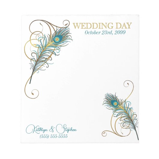 Peacock Wedding Custom Notes for Wedding Planner Notitieblok (Voorkant)