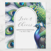 Peacock Wedding Custom Wijnfles Labels Wijn Etiket (Enkel label)
