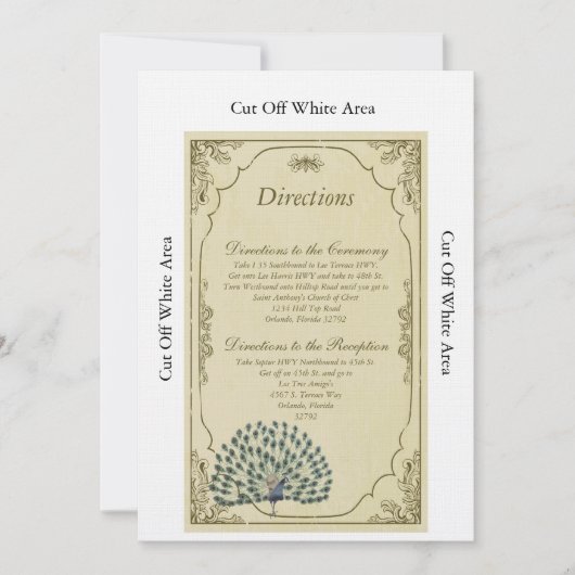  Peacock Wedding Direction Card Kaart (Voorkant)