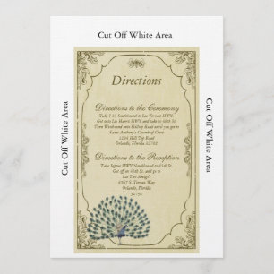 Peacock Wedding Direction Card Kaart