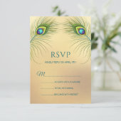 Peacock Wedding Elegant Floral RSVP Kaartje (Staand voorkant)