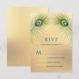 Peacock Wedding Elegant Floral RSVP Kaartje