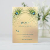 Peacock Wedding Elegant Floral RSVP Kaartje (Staand voorkant)