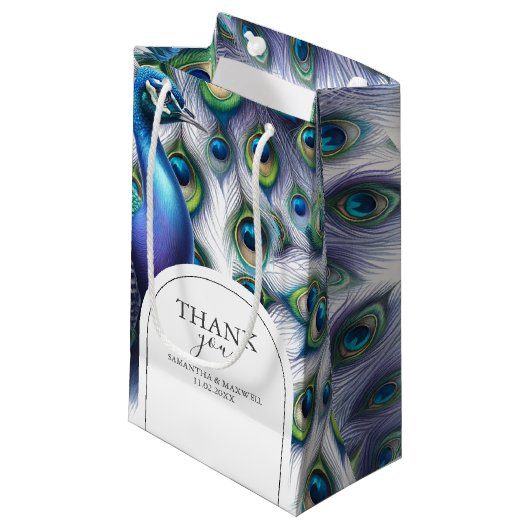 Peacock Wedding Gift Bags Klein Cadeauzakje (Voorkant Gekanteld)