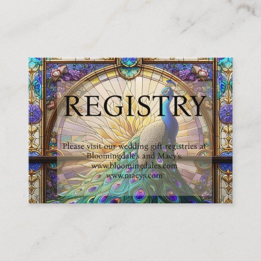 Peacock Wedding Gift Registry Enclosure Kaarten Visitekaartje (Voorkant)