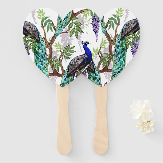 Peacock Wedding Handwaaier (Voorkant en achterkant)