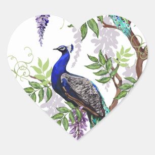 Peacock Wedding Hart Sticker