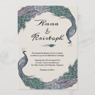 PEACOCK WEDDING INVITATION KAART