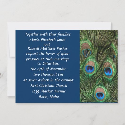 Peacock Wedding Invitations Kaart (Voorkant)