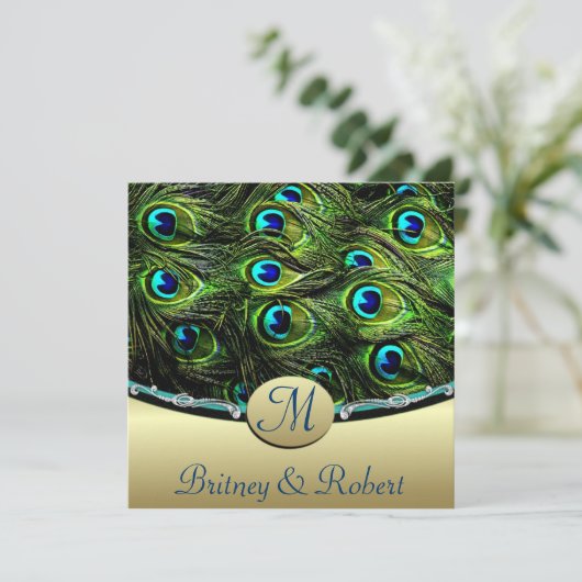Peacock Wedding Invitations Kaart (Staand voorkant)
