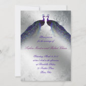 Peacock Wedding Invite Indigo Silver Kaart (Voorkant)