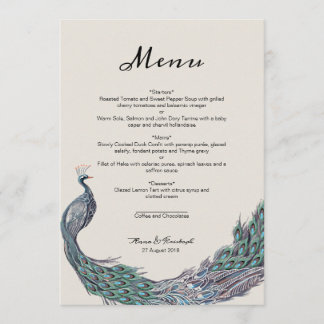 PEACOCK WEDDING MENU-KAART MENU