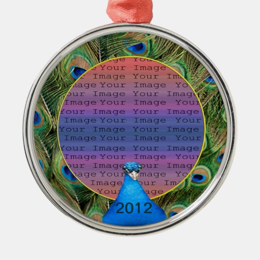 Peacock Wedding Photo Ornament (Voorkant)
