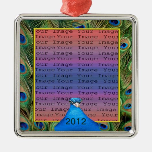 Peacock Wedding Photo Ornament (Voorkant)