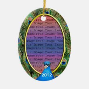 Peacock Wedding Photo Ornament