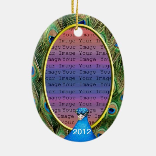 Peacock Wedding Photo Ornament (Achterkant)