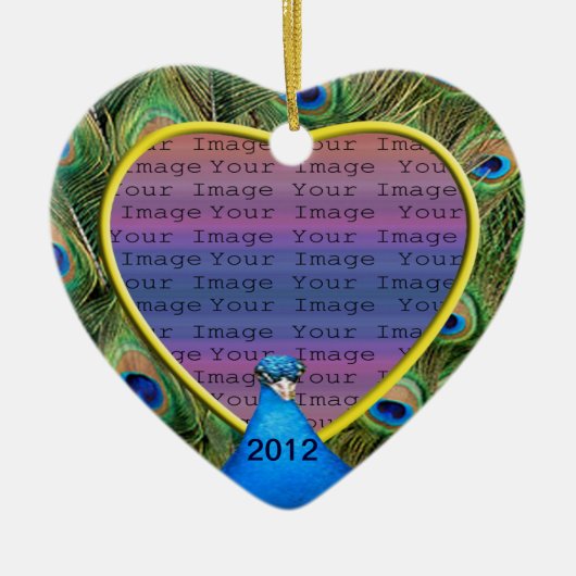 Peacock Wedding Photo Ornament (Voorkant)