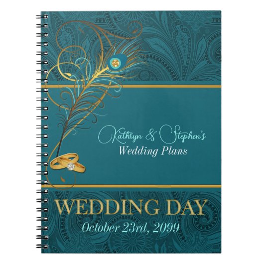 Peacock Wedding Planner voor Brides met naam Notitieboek (Voorkant)
